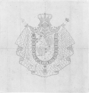 Ontwerp van het wapen van Lodewijk Napoleon als heerser over het koninkrijk Holland door Alphonse Pierre Giraud